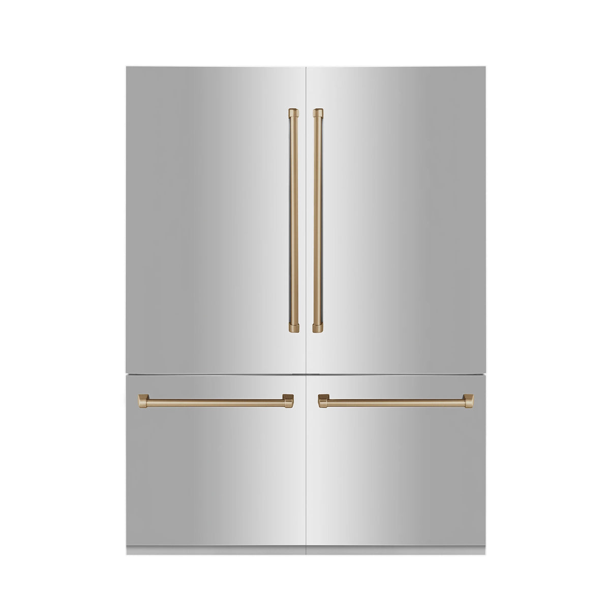ZLINE - 60&quot; Autograph Edition 32.2 cu. ft. 4-Door French Door Refrigerator, Internal Water, Ice Dispenser in Stainless Steel, Champagne Bronze Accents