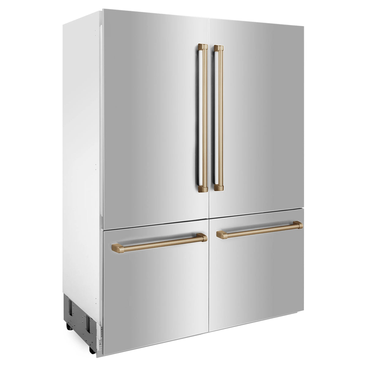 ZLINE - 60&quot; Autograph Edition 32.2 cu. ft. 4-Door French Door Refrigerator, Internal Water, Ice Dispenser in Stainless Steel, Champagne Bronze Accents