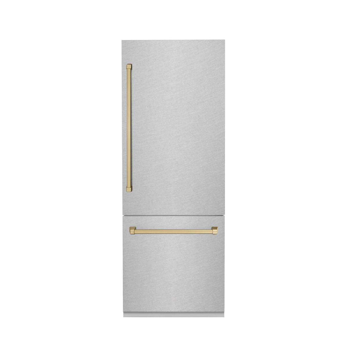 ZLINE 30&quot; Autograph Edition 16.1 cu. ft. Built-in 2-Door Bottom Freezer Refrigerator, Internal Water, Ice Dispenser in Fingerprint Resistant Stainless Steel, Champagne Bronze Accents