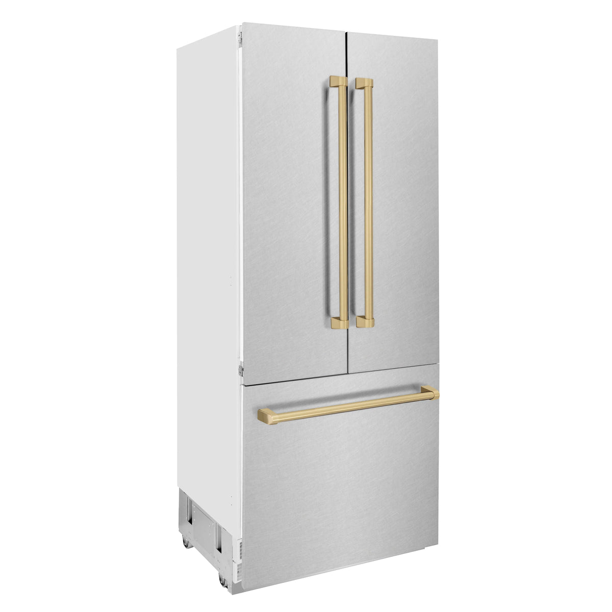 ZLINE - 36” Autograph Edition 19.6 cu. ft. Built-in 3-Door French Door Refrigerator,Internal Water, Ice Dispenser, Fingerprint Resistant Stainless Steel,Champagne Bronze Accents