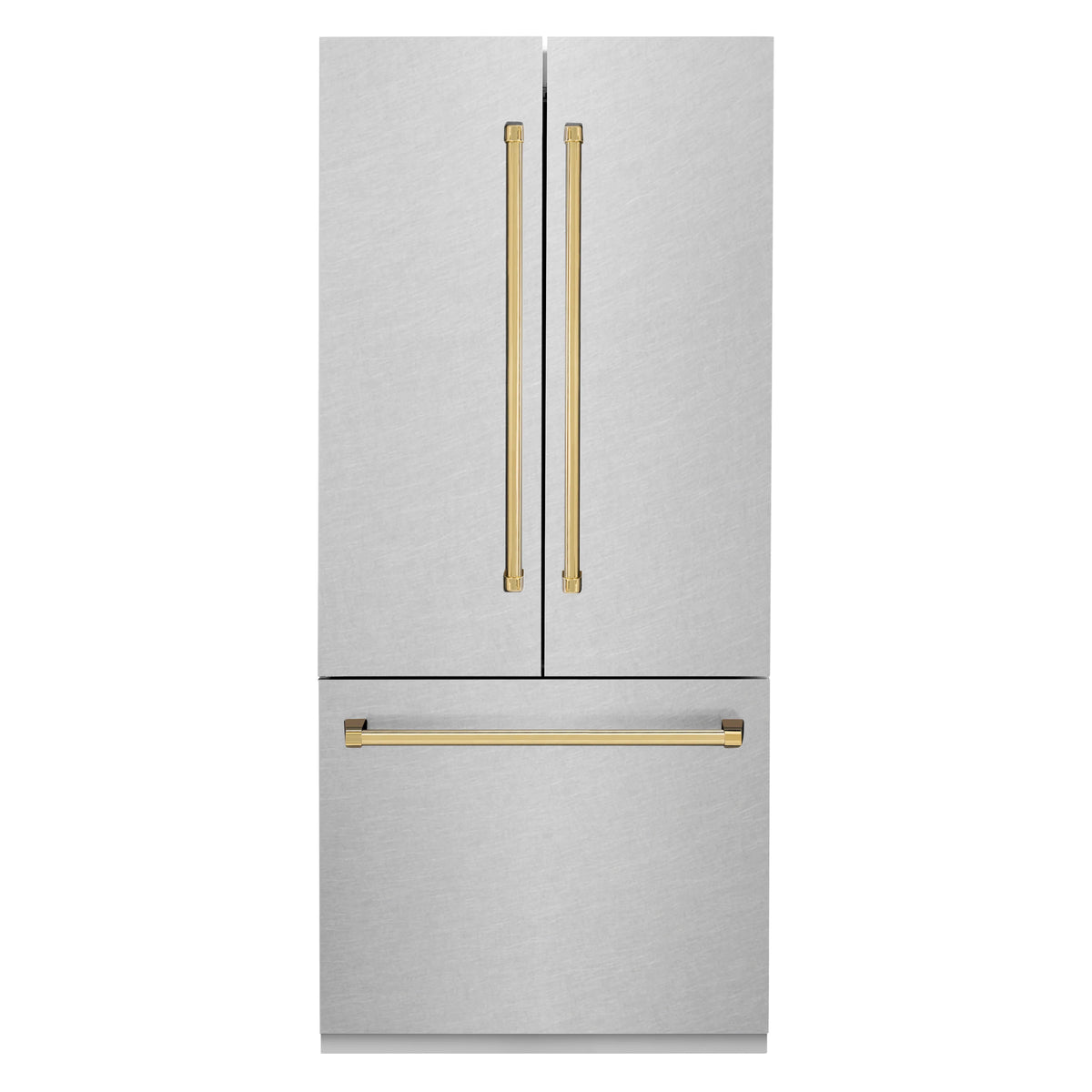 ZLINE - 36&quot; Autograph Edition 19.6 cu. ft. Built-in 3-Door French Door Refrigerator, Internal Water,Ice Dispenser,Fingerprint Resistant Stainless Steel,Gold Accents