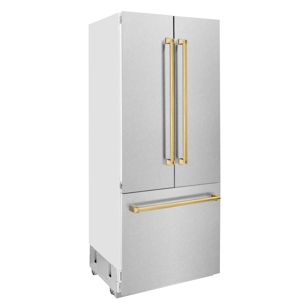 ZLINE - 36&quot; Autograph Edition 19.6 cu. ft. Built-in 3-Door French Door Refrigerator, Internal Water,Ice Dispenser,Fingerprint Resistant Stainless Steel,Gold Accents