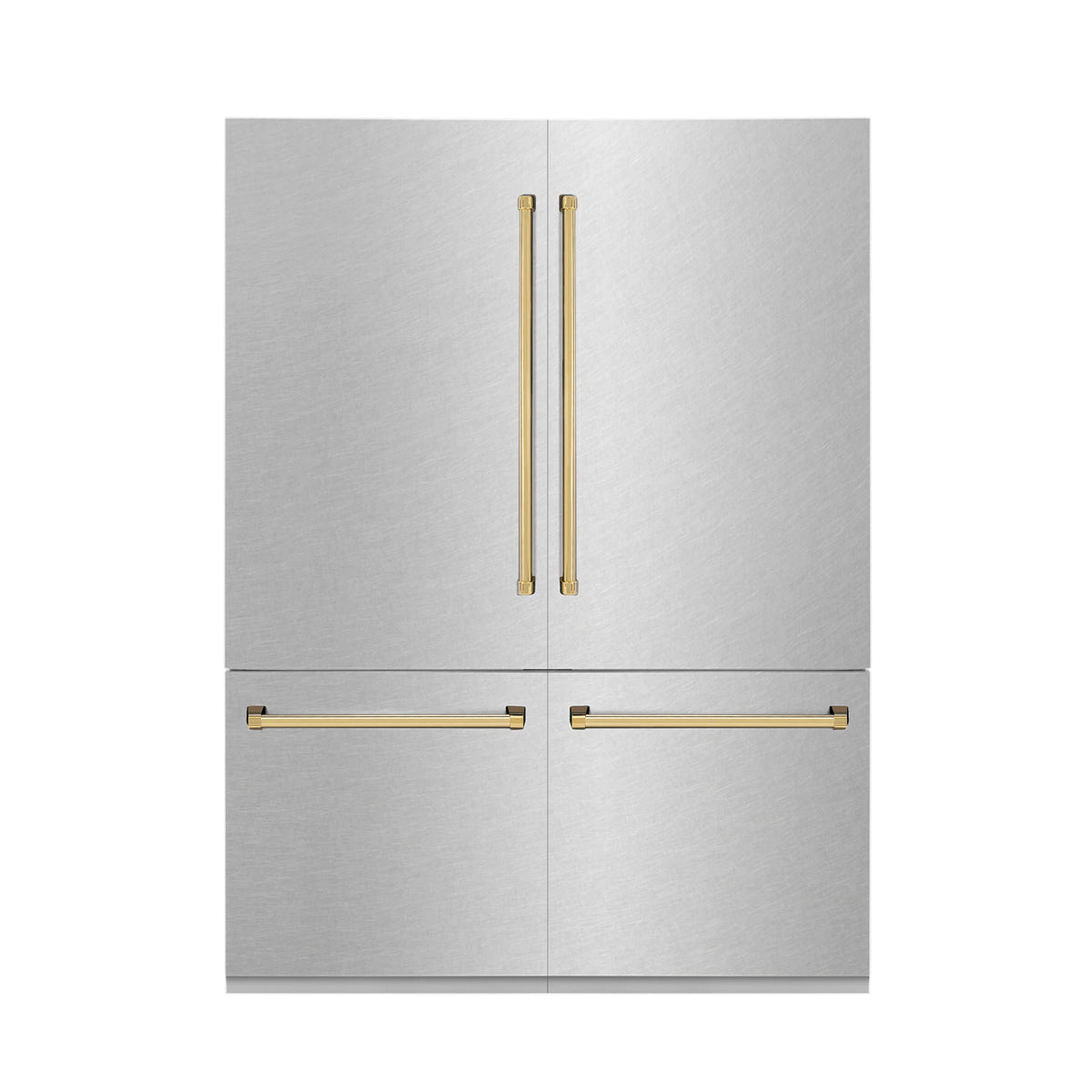 ZLINE - 60&quot; Autograph Edition 32.2 cu. ft. Built-in 4-Door French Door Refrigerator, Internal Water, Ice Dispenser, Fingerprint Resistant Stainless Steel, Gold Accents