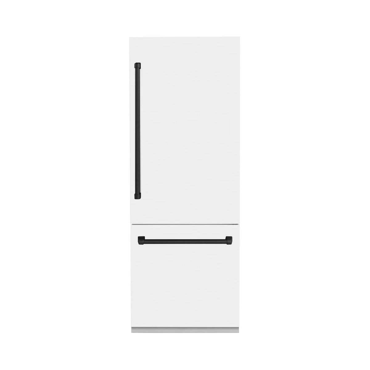 ZLINE 30&quot; Autograph Edition 16.1 cu. ft. Built-in 2-Door Bottom Freezer Refrigerator, Internal Water, Ice Dispenser, White Matte, Matte Black Accents
