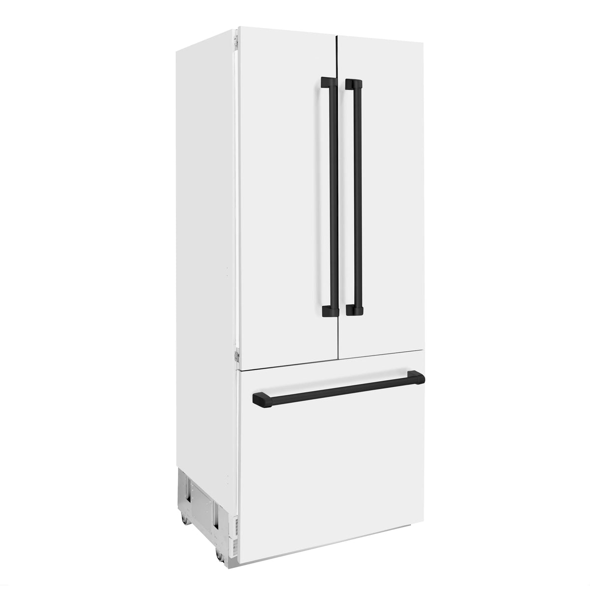 ZLINE - 36&quot; Autograph Edition 19.6 cu. ft. Built-in 3-Door French Door Refrigerator, Internal Water, Ice Dispenser,White Matte,Matte Black Accents