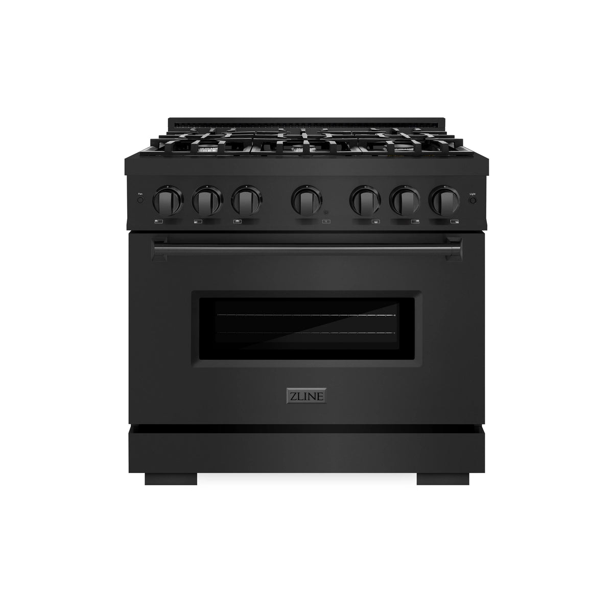 ZLINE - 36 in. 5.2 cu. ft. Classic Dual Fuel Range with 6 Burner Gas Cooktop and Electric Convection Oven in Black Stainless Steel (CDRB-36)