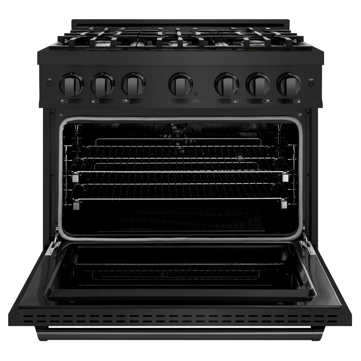 ZLINE - 36 in. 5.2 cu. ft. Classic Dual Fuel Range with 6 Burner Gas Cooktop and Electric Convection Oven in Black Stainless Steel (CDRB-36)