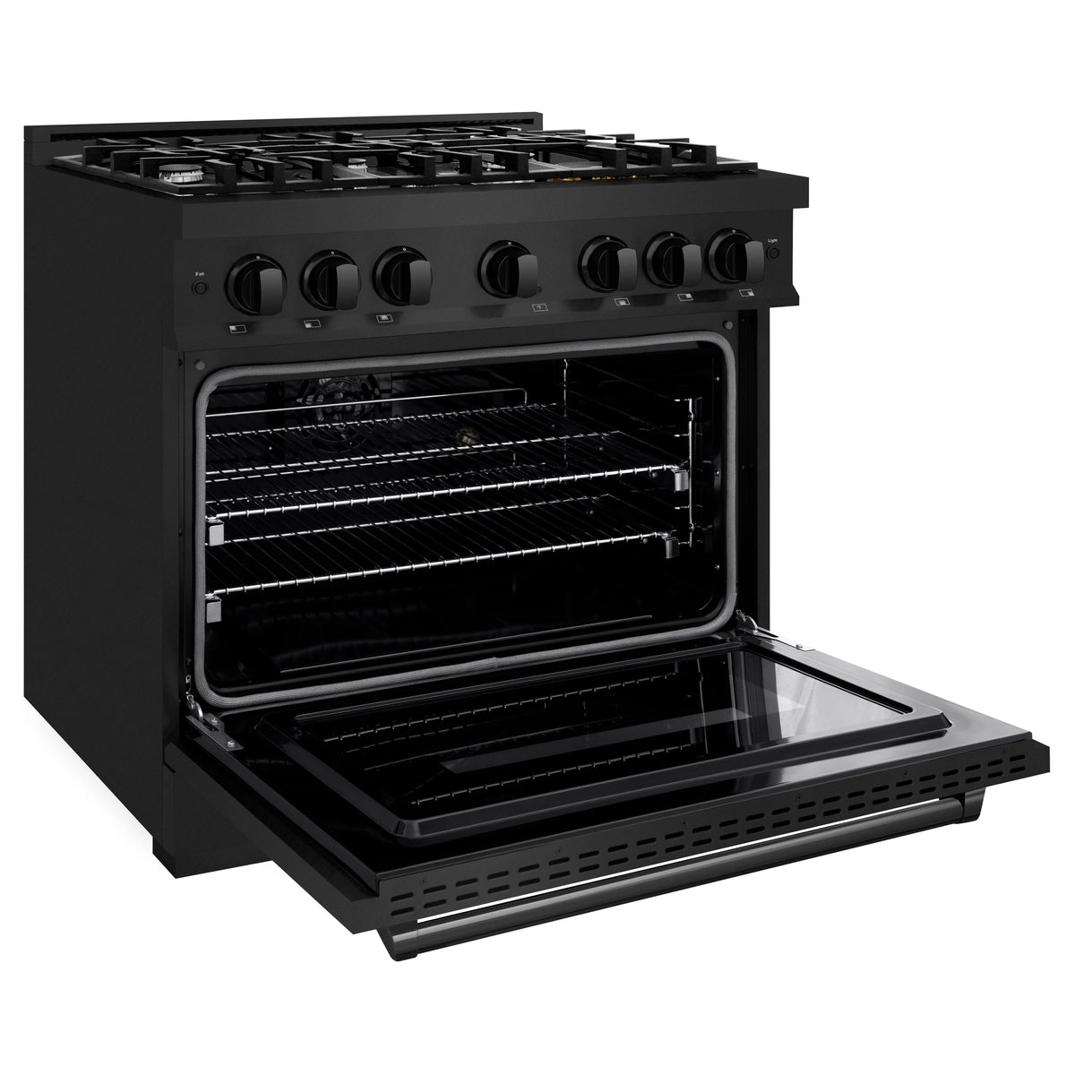 ZLINE - 36 in. 5.2 cu. ft. Classic Dual Fuel Range with 6 Burner Gas Cooktop and Electric Convection Oven in Black Stainless Steel (CDRB-36)