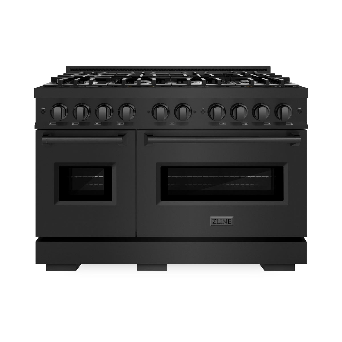 ZLINE - 48 in. 6.7 cu. ft. Classic Double Oven Dual Fuel Range with 8 Burner Gas Cooktop in Black Stainless Steel (CDRB-48)