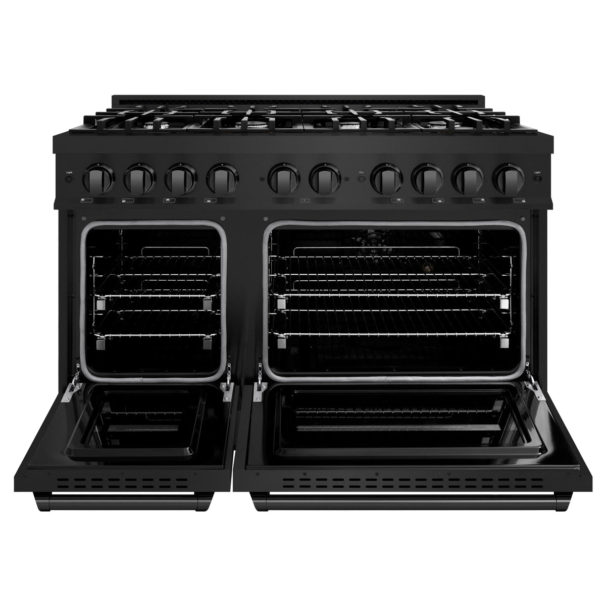 ZLINE - 48 in. 6.7 cu. ft. Classic Double Oven Dual Fuel Range with 8 Burner Gas Cooktop in Black Stainless Steel (CDRB-48)