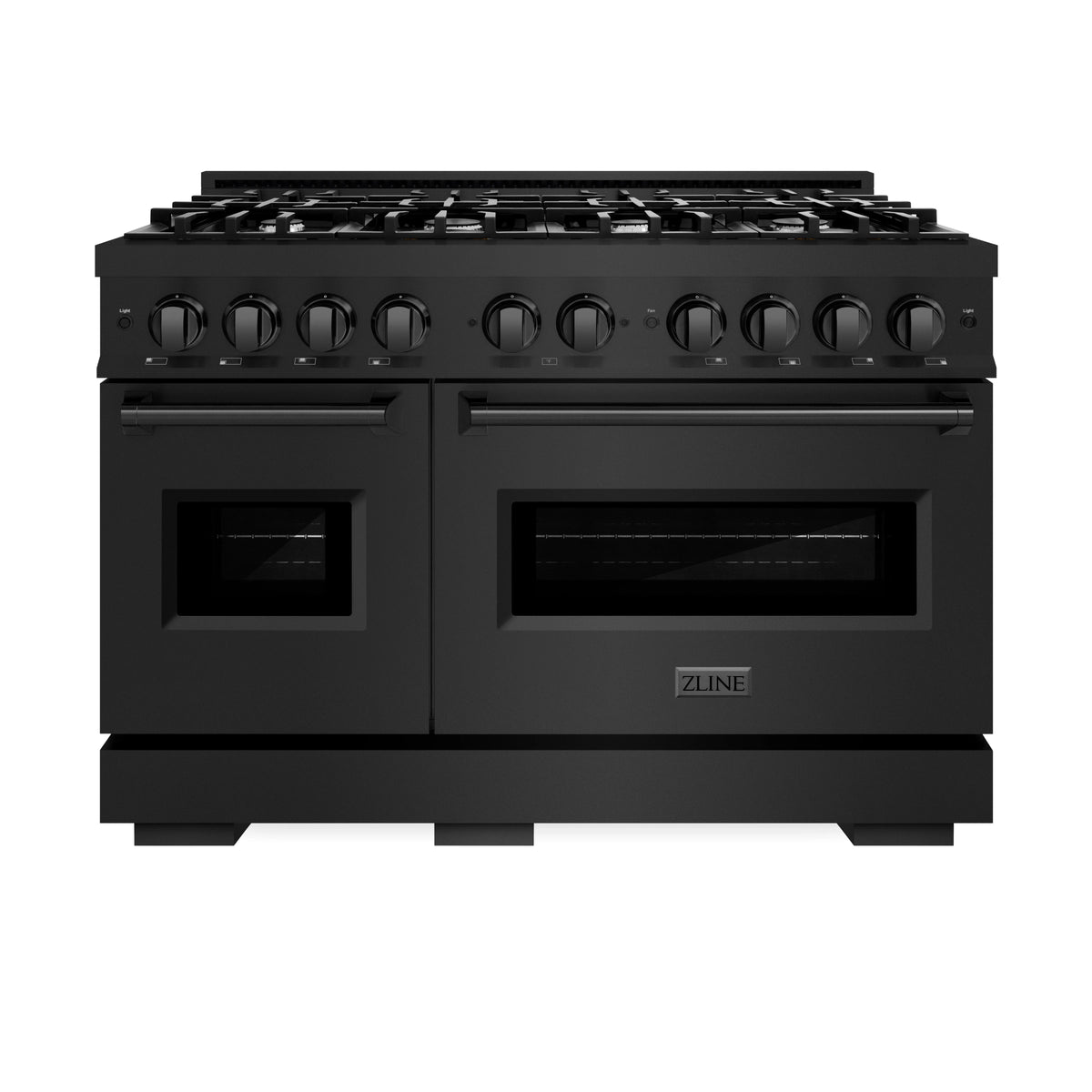 ZLINE - 48 in. 6.7 cu. ft. Classic Double Oven Dual Fuel Range with 8 Burner Gas Cooktop in Black Stainless Steel (CDRB-48)
