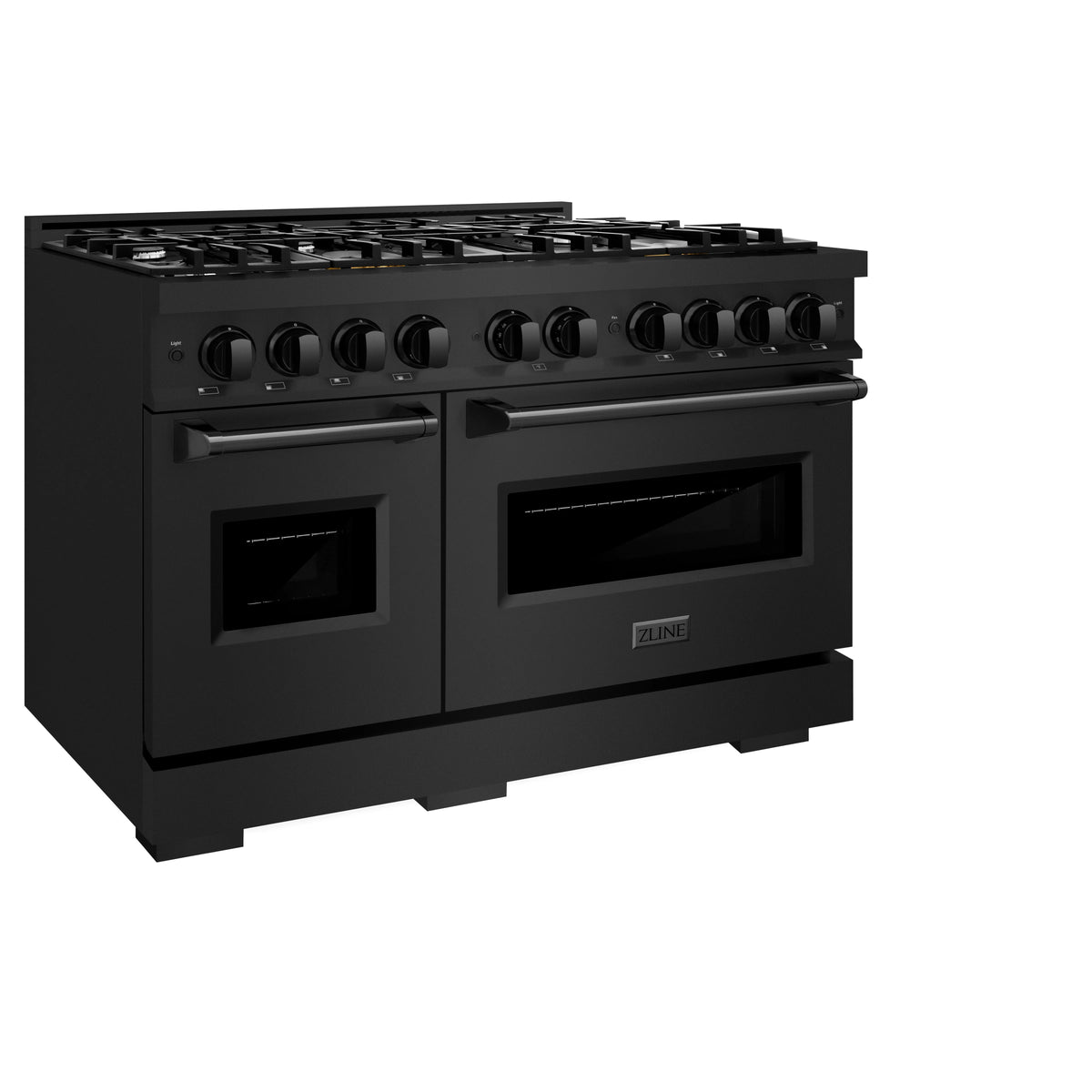 ZLINE - 48 in. 6.7 cu. ft. Classic Double Oven Dual Fuel Range with 8 Burner Gas Cooktop in Black Stainless Steel (CDRB-48)