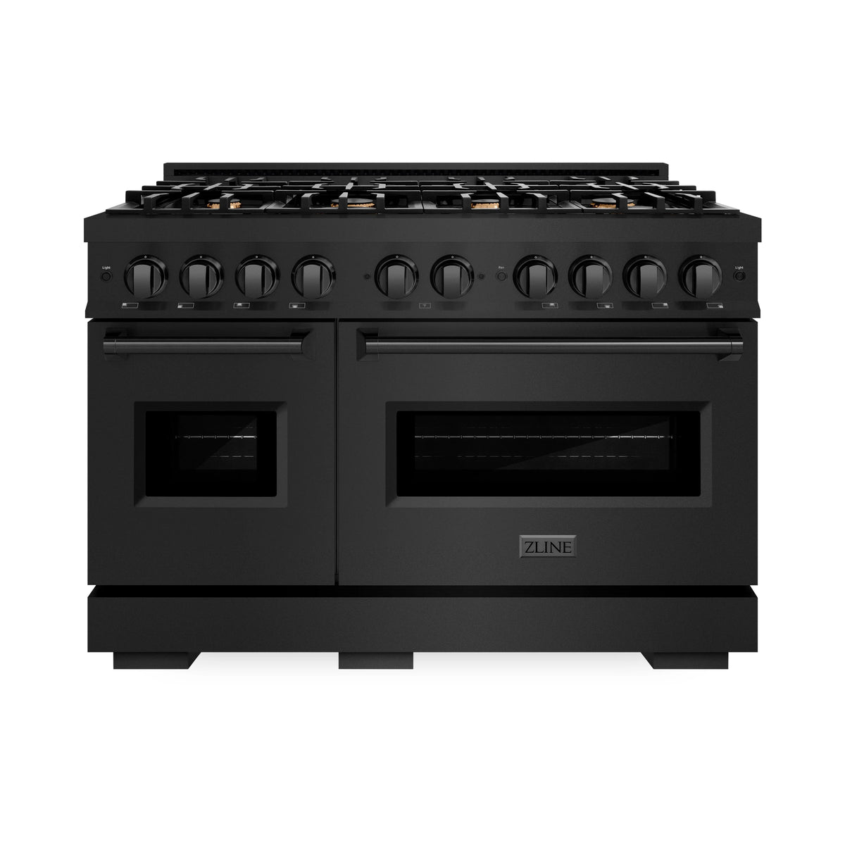 ZLINE - 48 in. 6.7 cu. ft. Classic Double Oven Dual Fuel Range in Black Stainless Steel with 8 Brass Burners (CDRB-BR-48)
