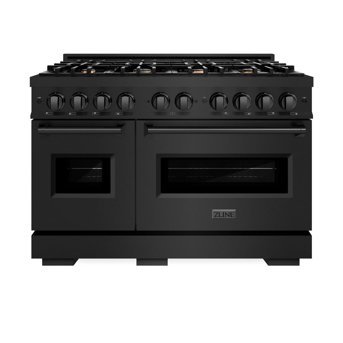 ZLINE - 48 in. 6.7 cu. ft. Classic Double Oven Dual Fuel Range in Black Stainless Steel with 8 Brass Burners (CDRB-BR-48)