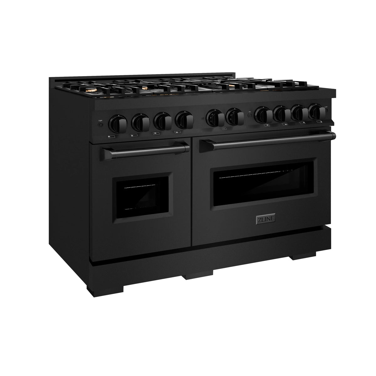 ZLINE - 48 in. 6.7 cu. ft. Classic Double Oven Dual Fuel Range in Black Stainless Steel with 8 Brass Burners (CDRB-BR-48)