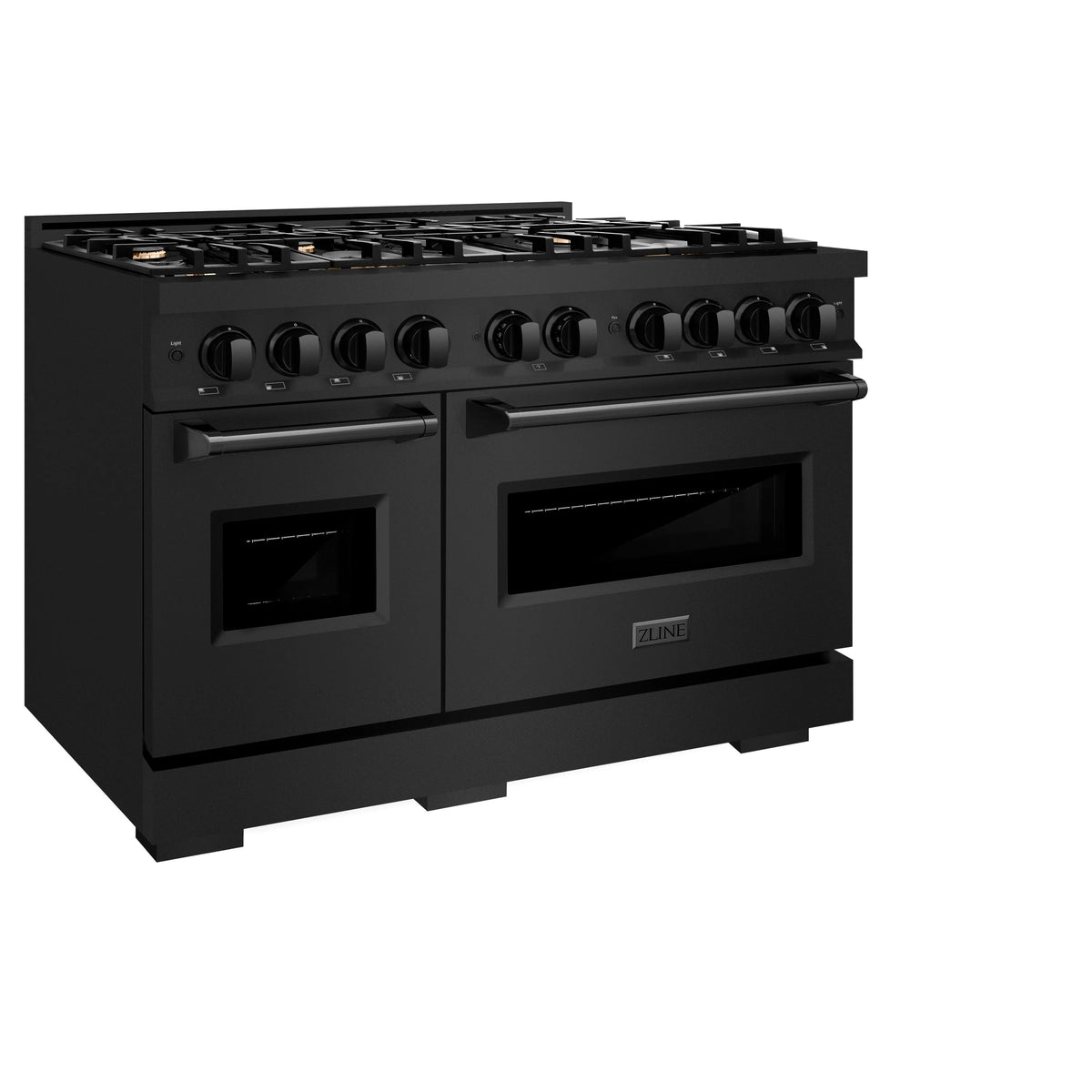ZLINE - 48 in. 6.7 cu. ft. Classic Double Oven Dual Fuel Range in Black Stainless Steel with 8 Brass Burners (CDRB-BR-48)