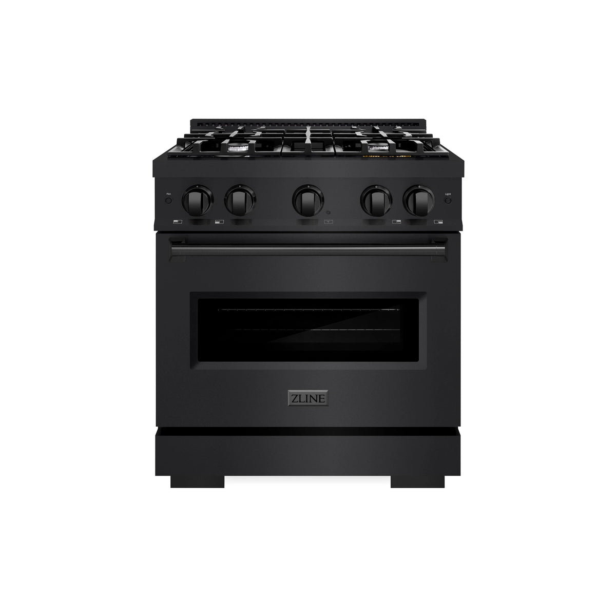 ZLINE - 30 in. 4.2 cu. ft. Classic Gas Range with 4 Burner Cooktop and Convection Gas Oven in Black Stainless Steel (CGRB-30)
