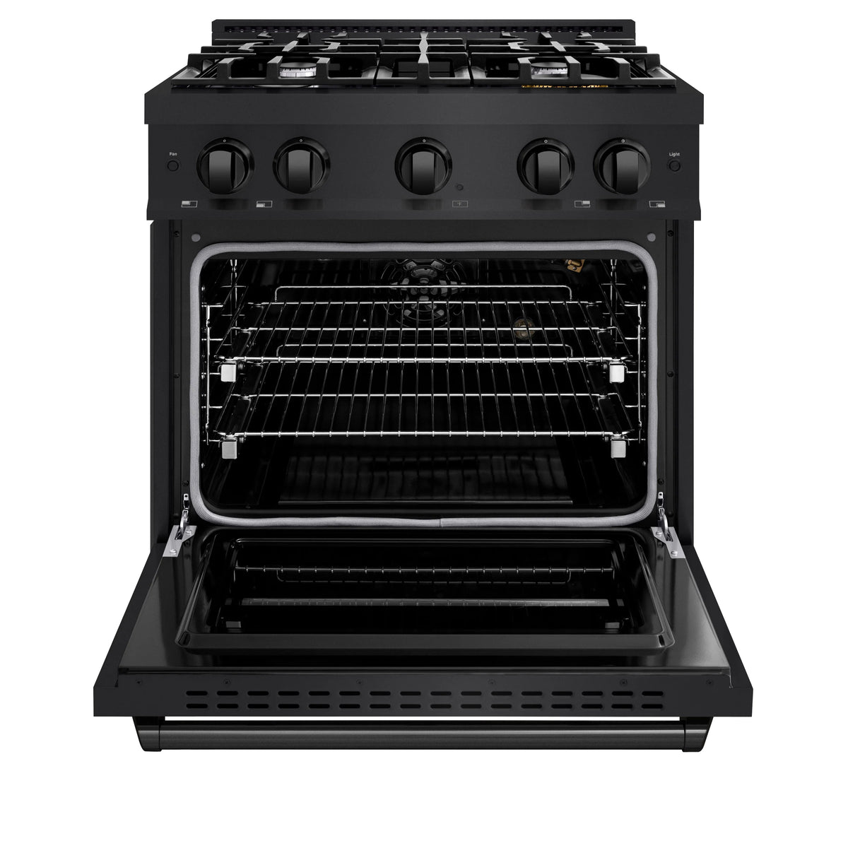 ZLINE - 30 in. 4.2 cu. ft. Classic Gas Range with 4 Burner Cooktop and Convection Gas Oven in Black Stainless Steel (CGRB-30)