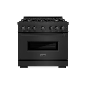 ZLINE - 36 in. 5.2 cu. ft. Classic Gas Range with 6 Burner Cooktop and Convection Gas Oven in Black Stainless Steel (CGRB-36)