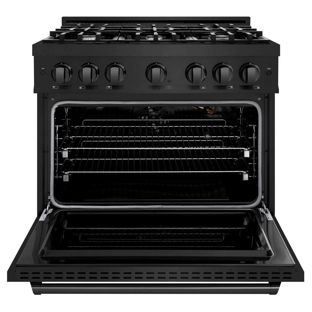 ZLINE - 36 in. 5.2 cu. ft. Classic Gas Range with 6 Burner Cooktop and Convection Gas Oven in Black Stainless Steel (CGRB-36)
