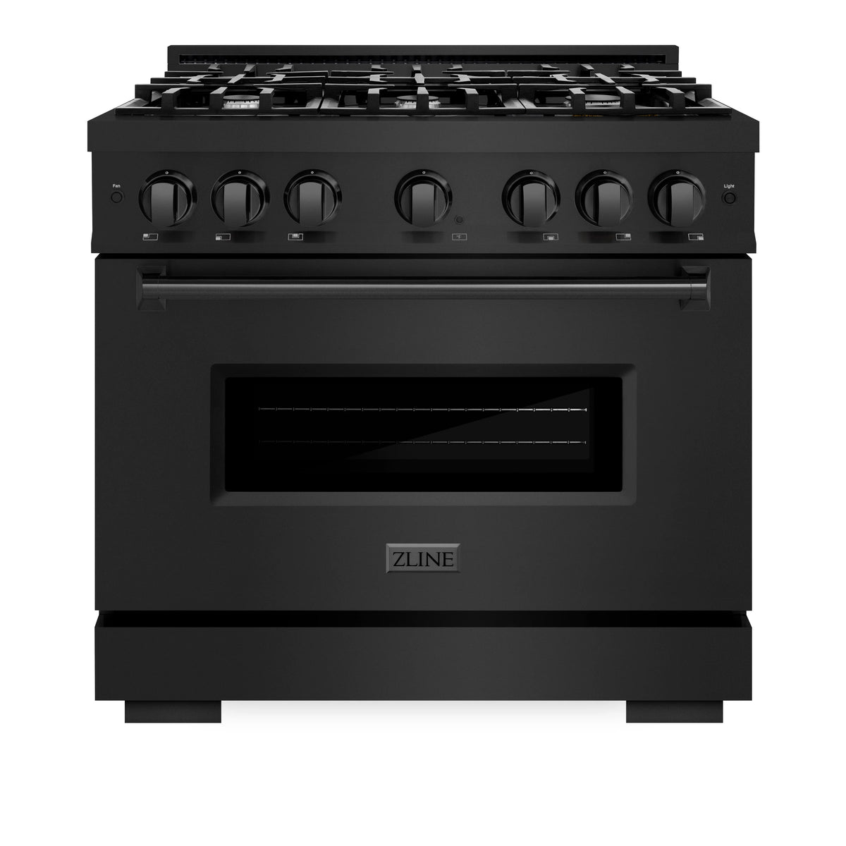 ZLINE - 36 in. 5.2 cu. ft. Classic Gas Range with 6 Burner Cooktop and Convection Gas Oven in Black Stainless Steel (CGRB-36)