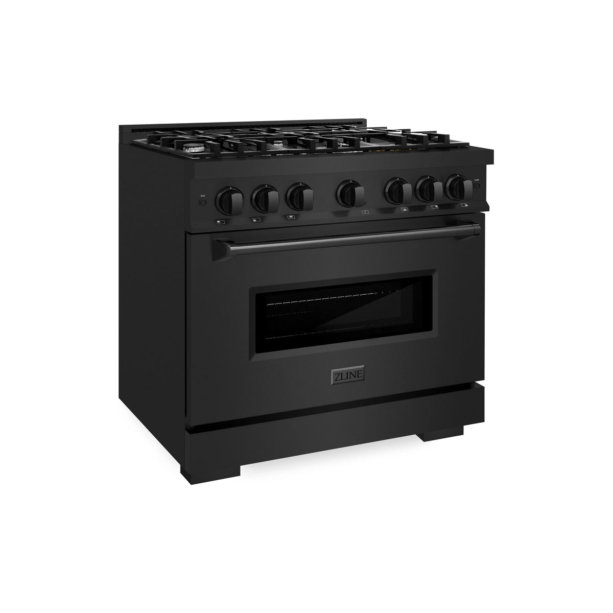 ZLINE - 36 in. 5.2 cu. ft. Classic Gas Range with 6 Burner Cooktop and Convection Gas Oven in Black Stainless Steel (CGRB-36)
