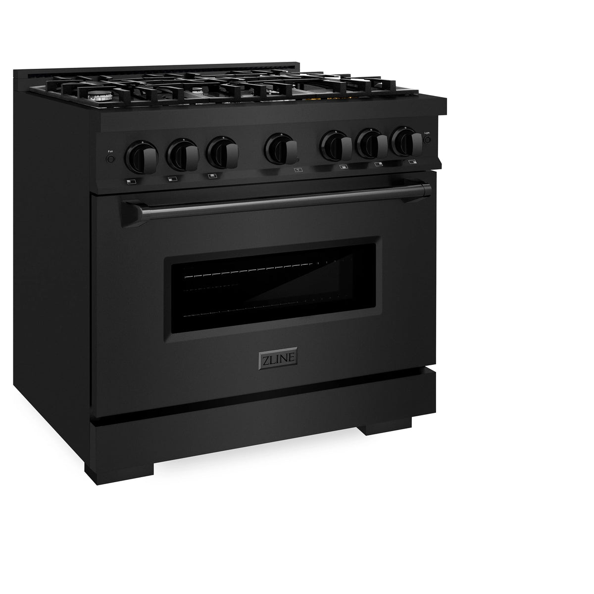 ZLINE - 36 in. 5.2 cu. ft. Classic Gas Range with 6 Burner Cooktop and Convection Gas Oven in Black Stainless Steel (CGRB-36)