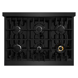 ZLINE - 36 in. 5.2 cu. ft. Classic Gas Range with 6 Burner Cooktop and Convection Gas Oven in Black Stainless Steel (CGRB-36)