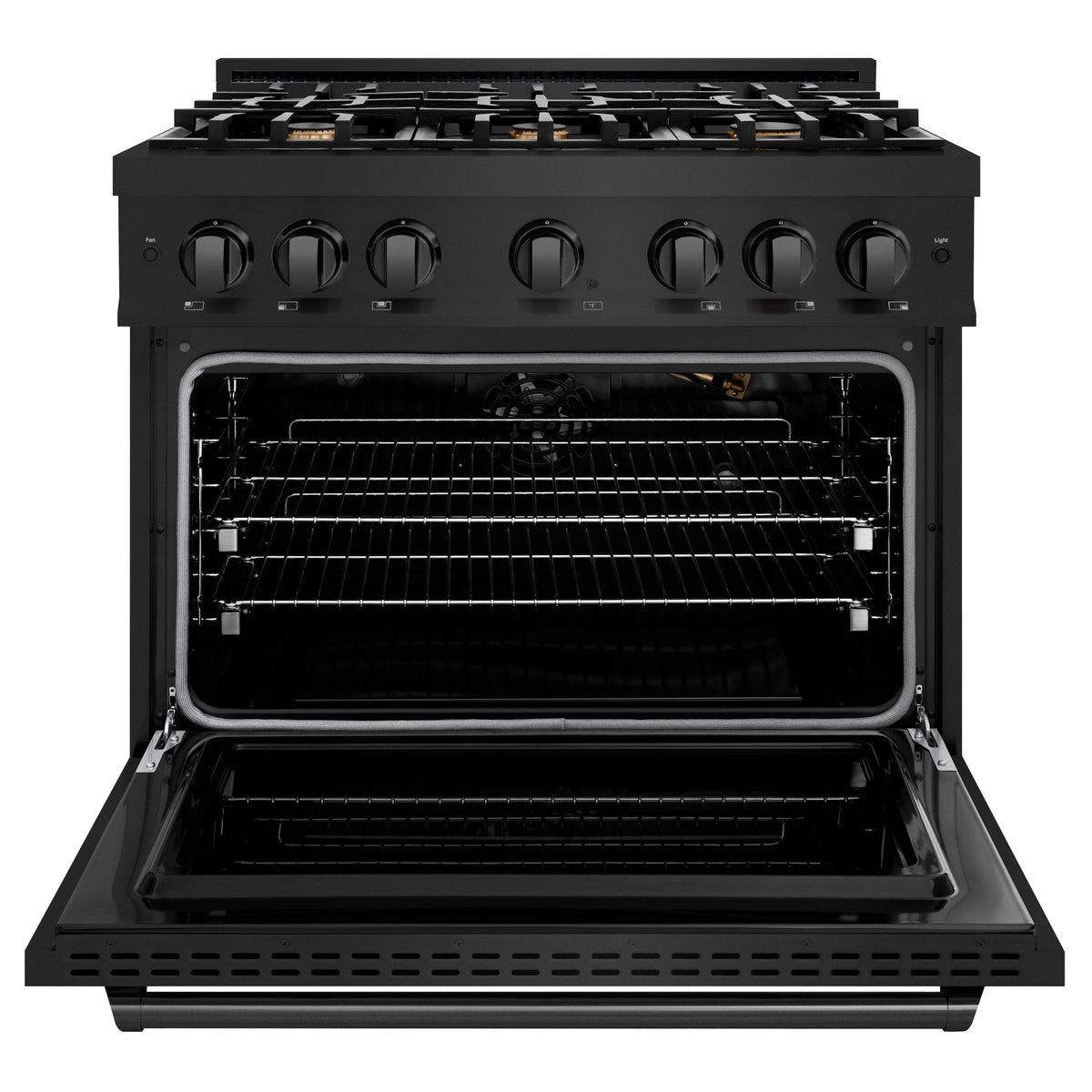ZLINE - 36 in. 5.2 cu. ft. Classic Gas Range with Convection Gas Oven in Black Stainless Steel with 6 Brass Burners (CGRB-BR-36)