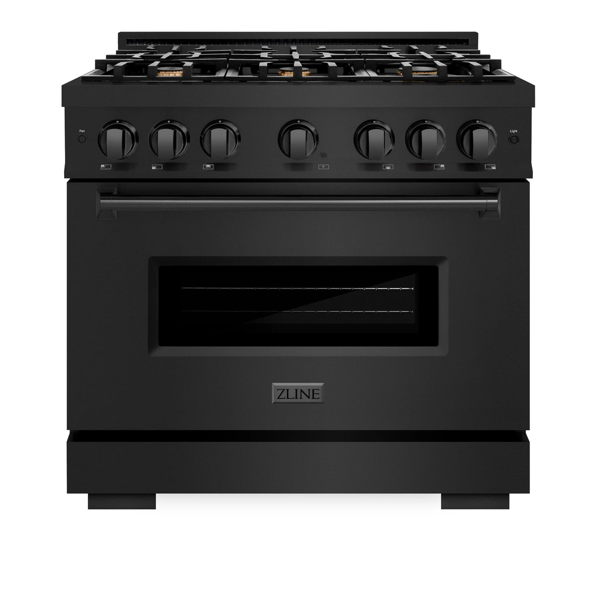 ZLINE - 36 in. 5.2 cu. ft. Classic Gas Range with Convection Gas Oven in Black Stainless Steel with 6 Brass Burners (CGRB-BR-36)