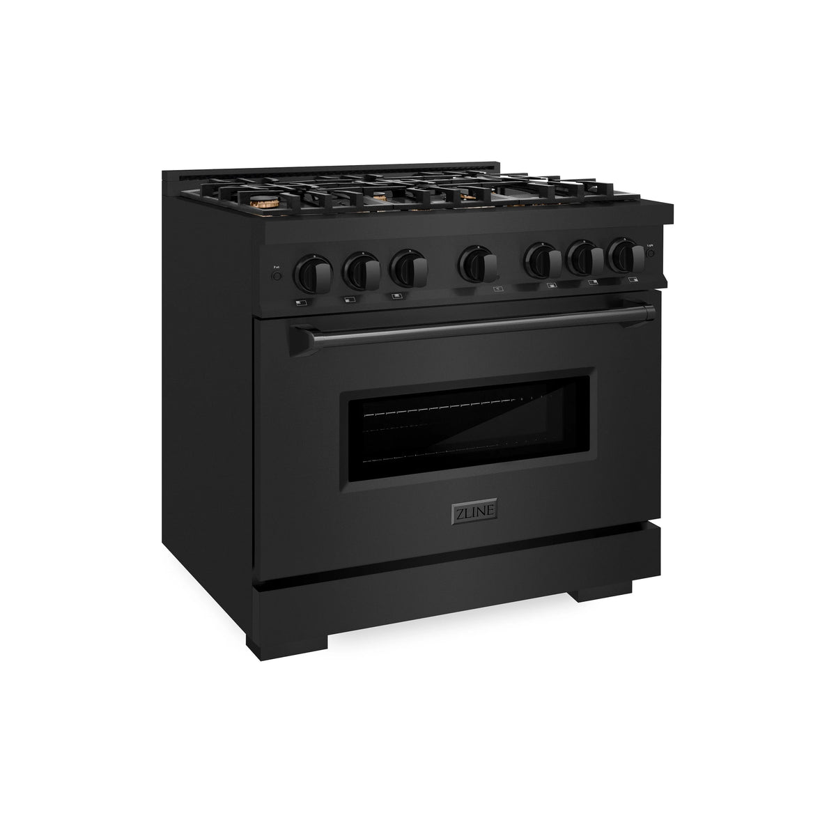 ZLINE - 36 in. 5.2 cu. ft. Classic Gas Range with Convection Gas Oven in Black Stainless Steel with 6 Brass Burners (CGRB-BR-36)