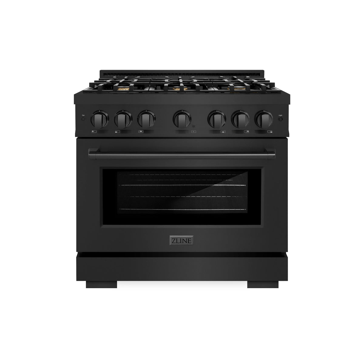 ZLINE - 36 in. 5.2 cu. ft. Select Gas Range with Convection Gas Oven in Black Stainless Steel with 6 Brass Burners (HGRB-BR-36)