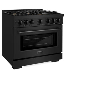 ZLINE - 36 in. 5.2 cu. ft. Select Gas Range with Convection Gas Oven in Black Stainless Steel with 6 Brass Burners (HGRB-BR-36)
