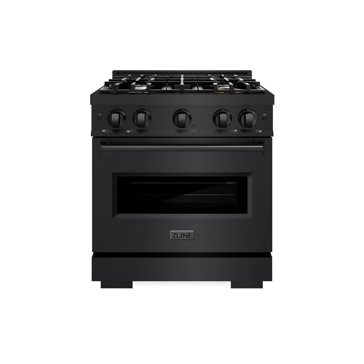ZLINE - 30 in. 4.2 cu. ft. Classic Dual Fuel Range with 4 Burner Gas Cooktop and Electric Convection Oven in Black Stainless Steel (CDRB-30)