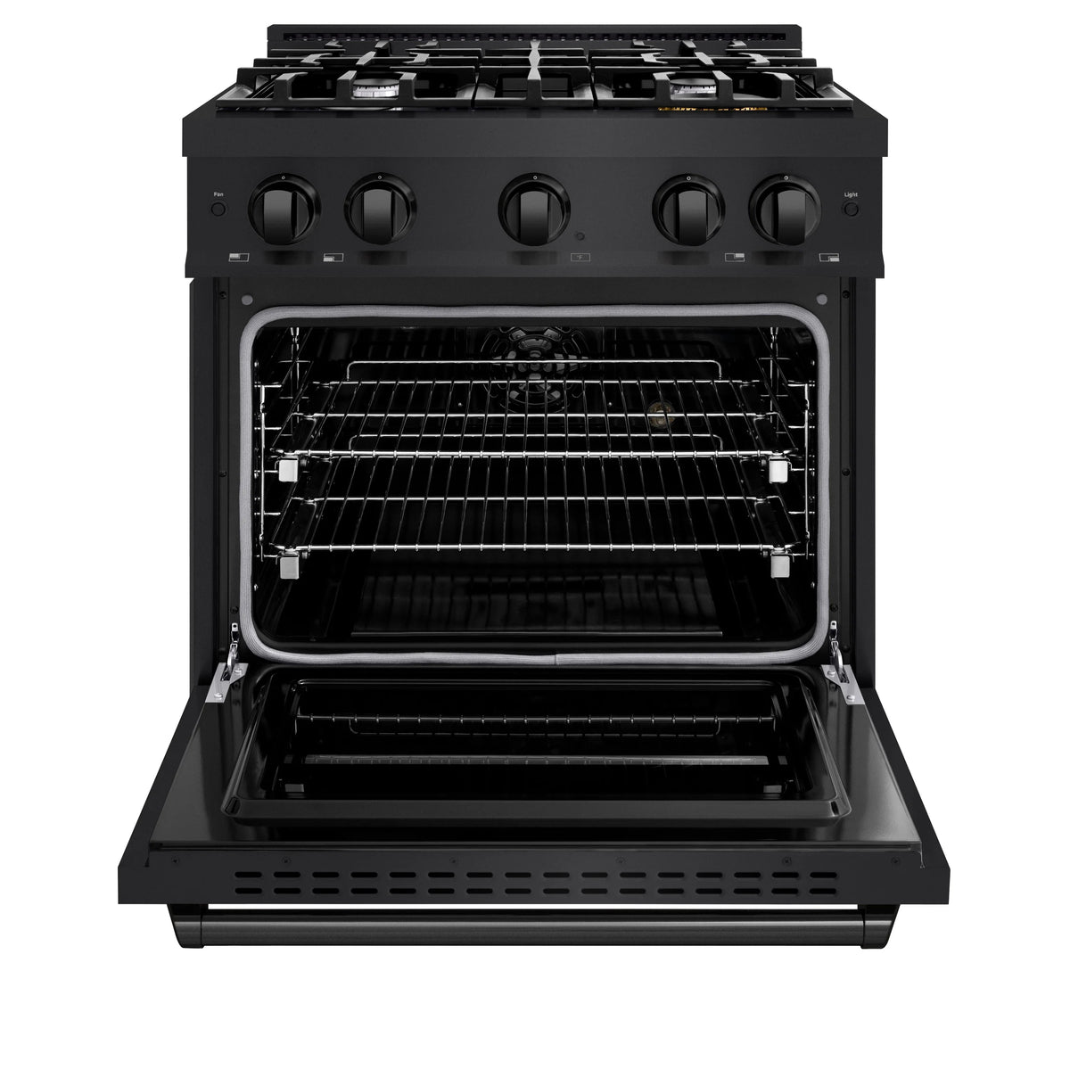 ZLINE - 30 in. 4.2 cu. ft. Classic Dual Fuel Range with 4 Burner Gas Cooktop and Electric Convection Oven in Black Stainless Steel (CDRB-30)