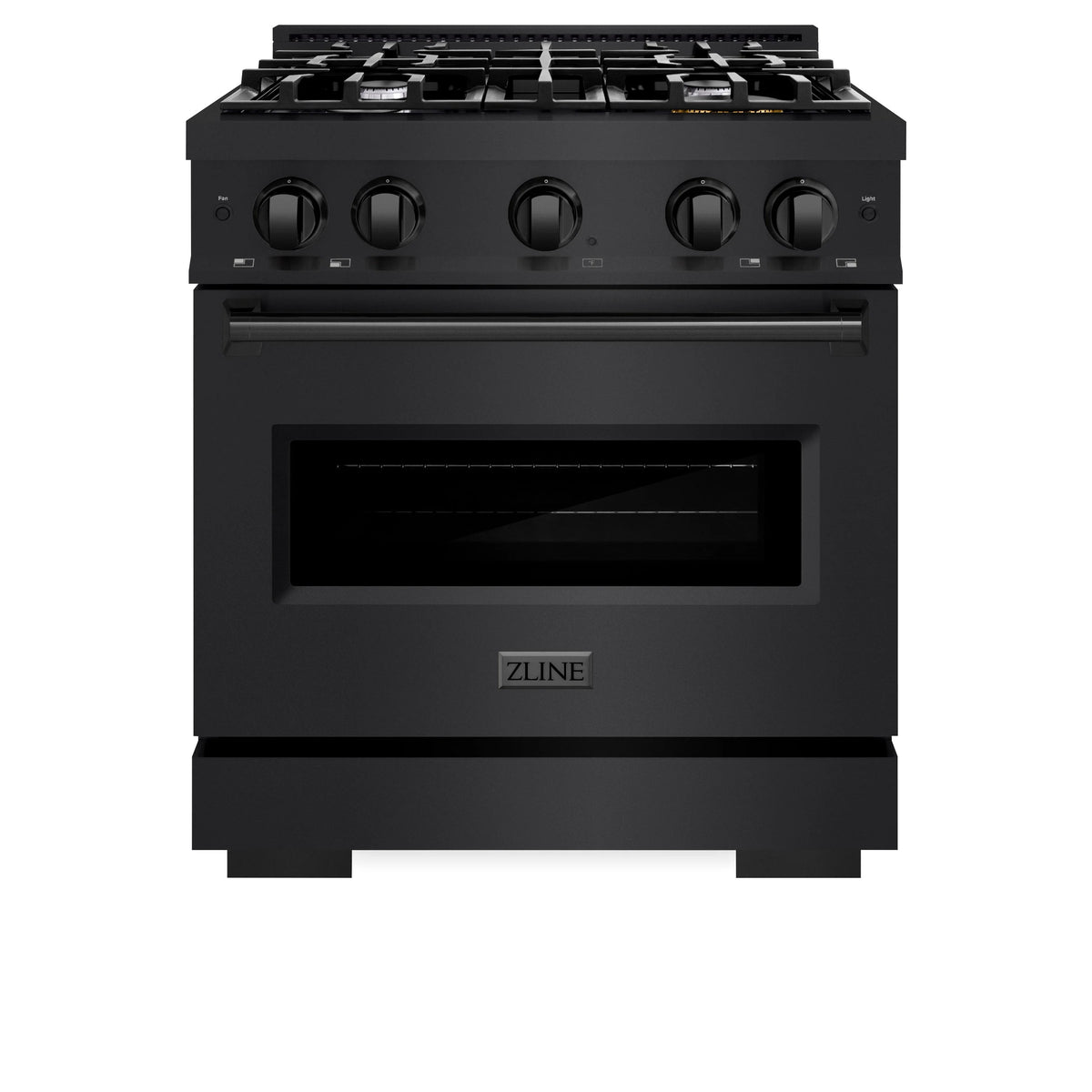 ZLINE - 30 in. 4.2 cu. ft. Classic Dual Fuel Range with 4 Burner Gas Cooktop and Electric Convection Oven in Black Stainless Steel (CDRB-30)