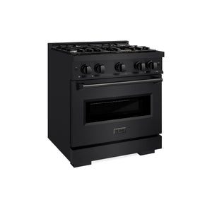 ZLINE - 30 in. 4.2 cu. ft. Classic Dual Fuel Range with 4 Burner Gas Cooktop and Electric Convection Oven in Black Stainless Steel (CDRB-30)