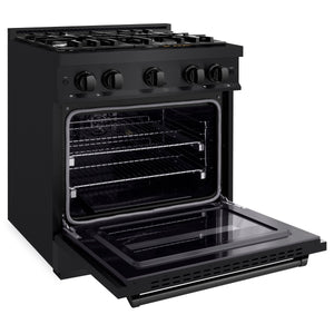 ZLINE - 30 in. 4.2 cu. ft. Classic Dual Fuel Range with 4 Burner Gas Cooktop and Electric Convection Oven in Black Stainless Steel (CDRB-30)