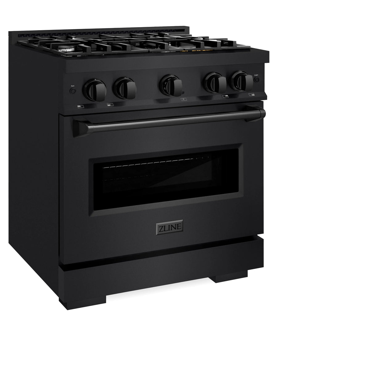 ZLINE - 30 in. 4.2 cu. ft. Classic Dual Fuel Range with 4 Burner Gas Cooktop and Electric Convection Oven in Black Stainless Steel (CDRB-30)