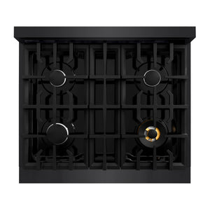 ZLINE - 30 in. 4.2 cu. ft. Classic Dual Fuel Range with 4 Burner Gas Cooktop and Electric Convection Oven in Black Stainless Steel (CDRB-30)