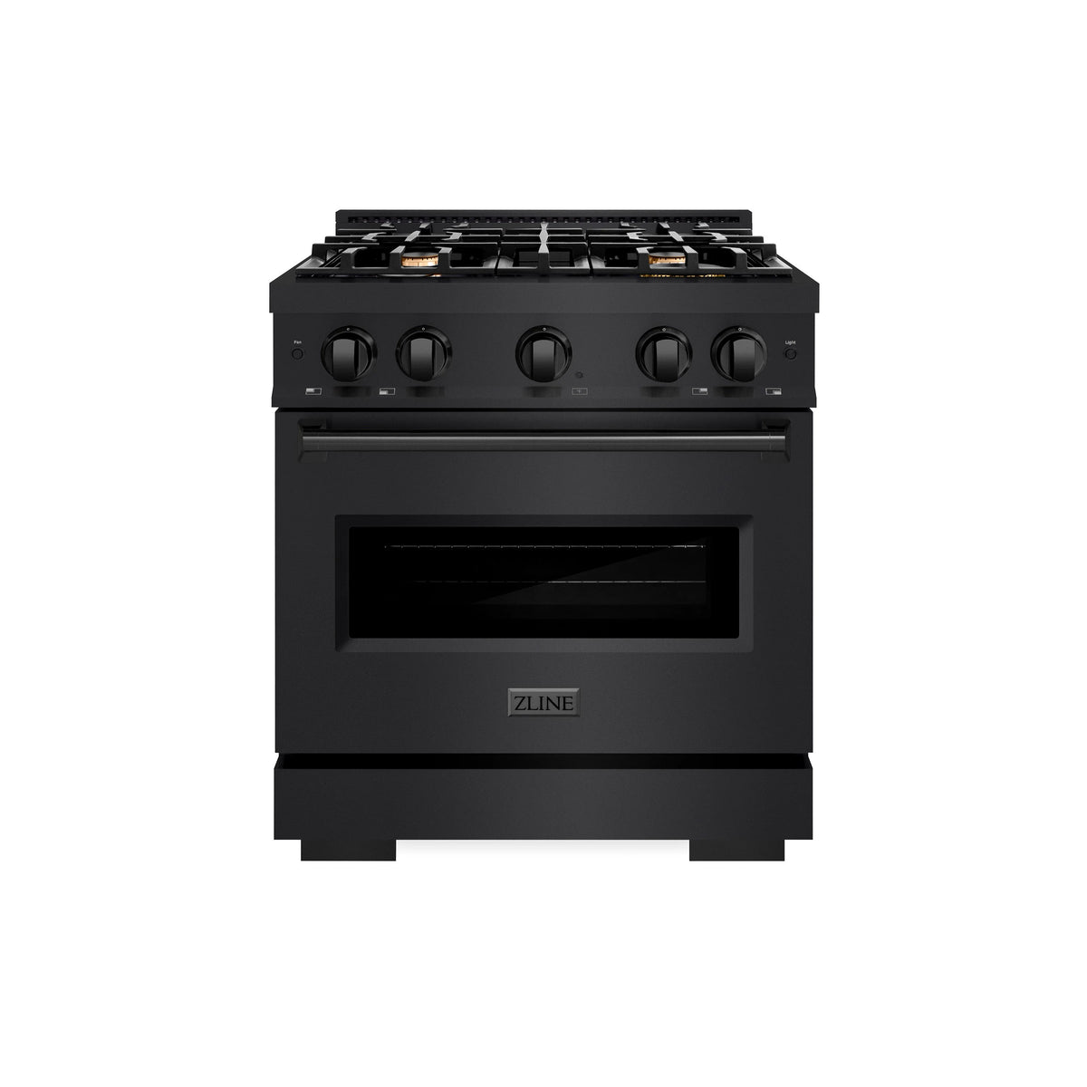 ZLINE - 30 in. 4.2 cu. ft. Classic Gas Range with Convection Gas Oven in Black Stainless Steel with 4 Brass Burners