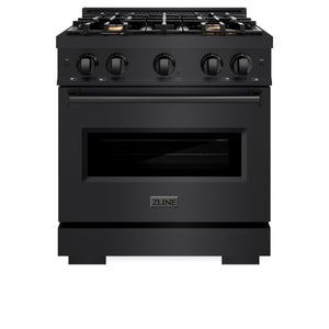 ZLINE - 30 in. 4.2 cu. ft. Classic Gas Range with Convection Gas Oven in Black Stainless Steel with 4 Brass Burners