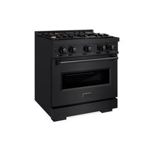 ZLINE - 30 in. 4.2 cu. ft. Classic Gas Range with Convection Gas Oven in Black Stainless Steel with 4 Brass Burners