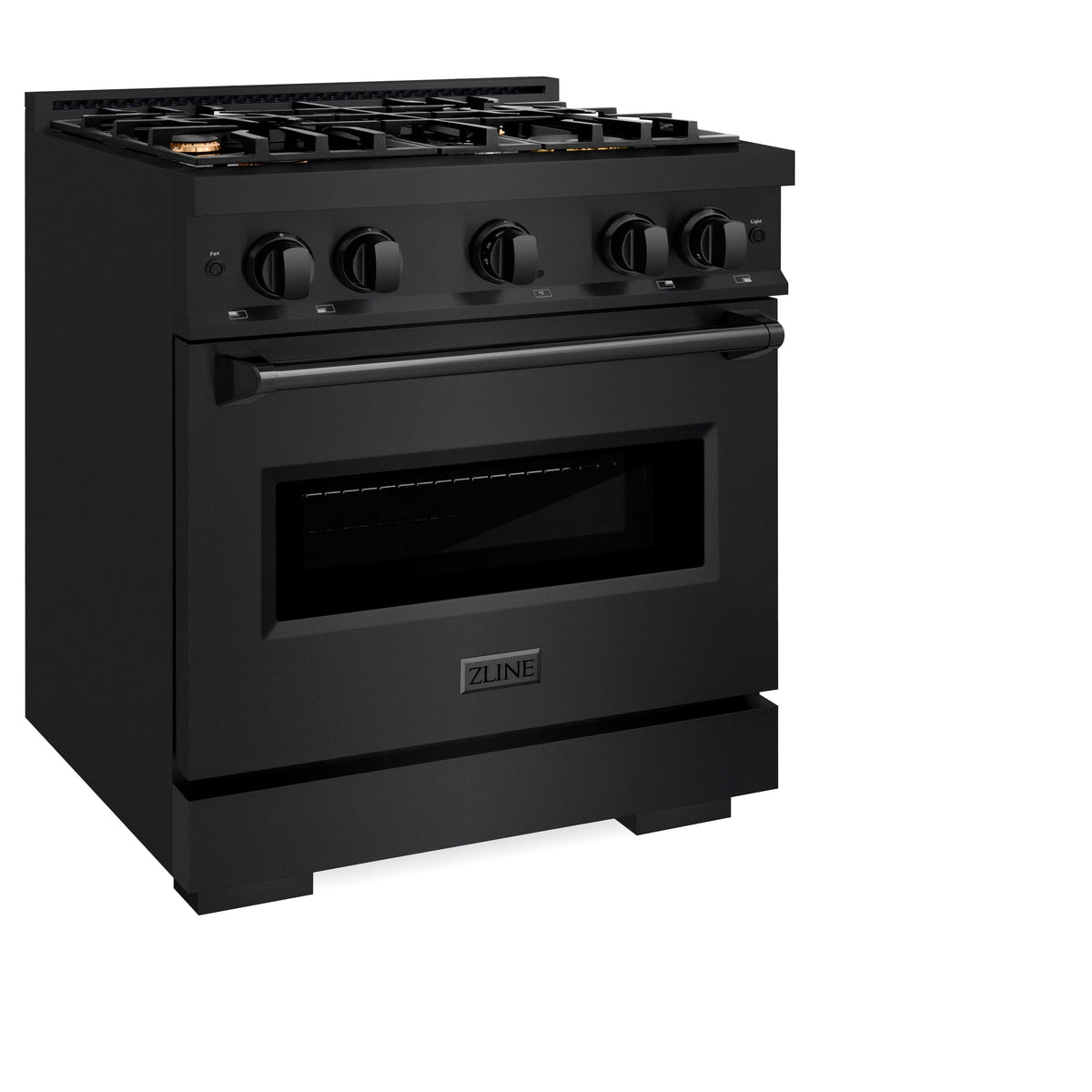 ZLINE - 30 in. 4.2 cu. ft. Classic Gas Range with Convection Gas Oven in Black Stainless Steel with 4 Brass Burners