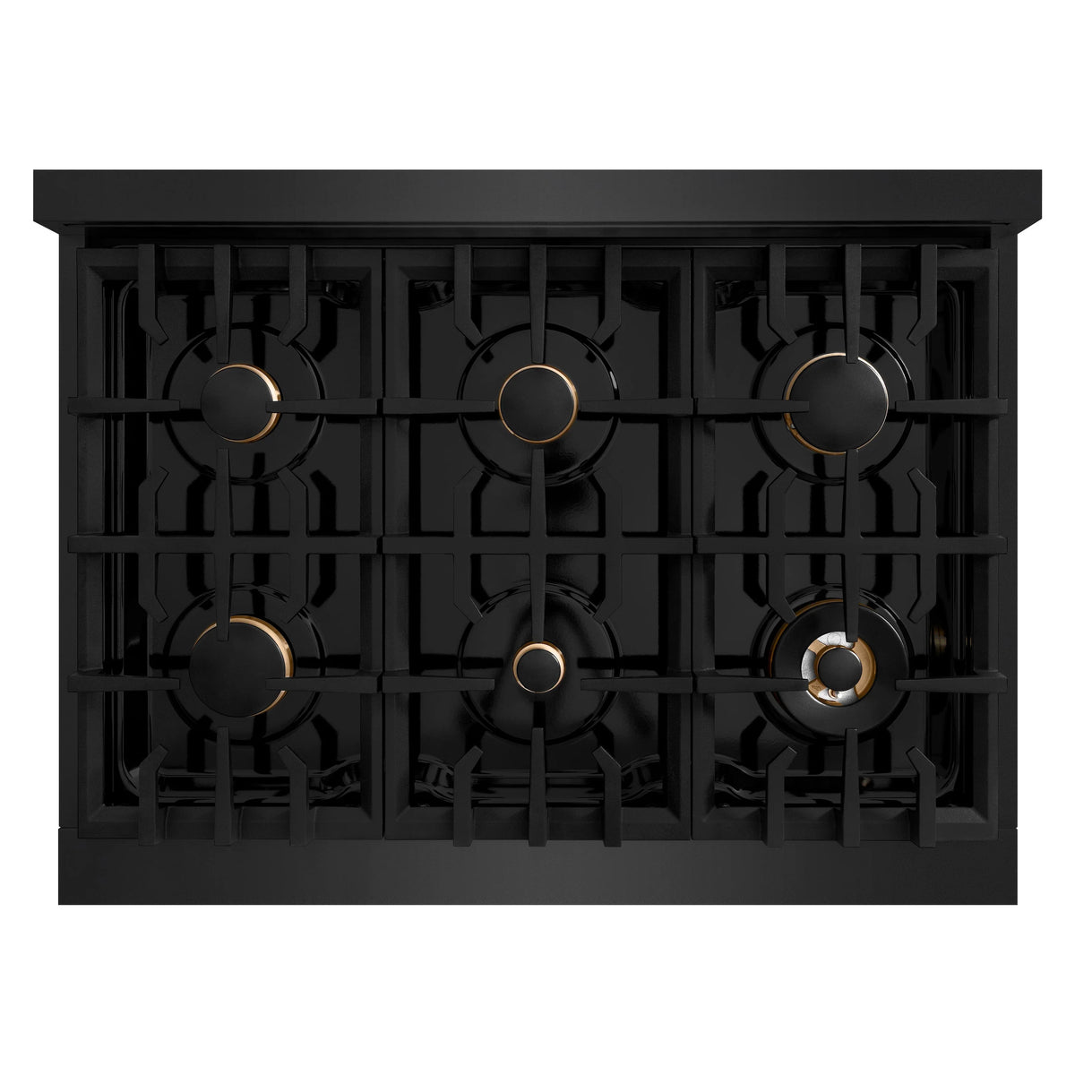 ZLINE - Autograph Edition 36 in. 5.2 cu. ft. Classic Dual Fuel Range with 6 Burner Gas Cooktop and Electric Convection Oven in Black Stainless Steel with Polished Gold Accents
