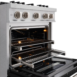 ZLINE - 30 in. 4.2 cu. ft. Classic Gas Range with 4 Burner Cooktop and Convection Gas Oven in Satin Stainless Steel with Black Matte Door