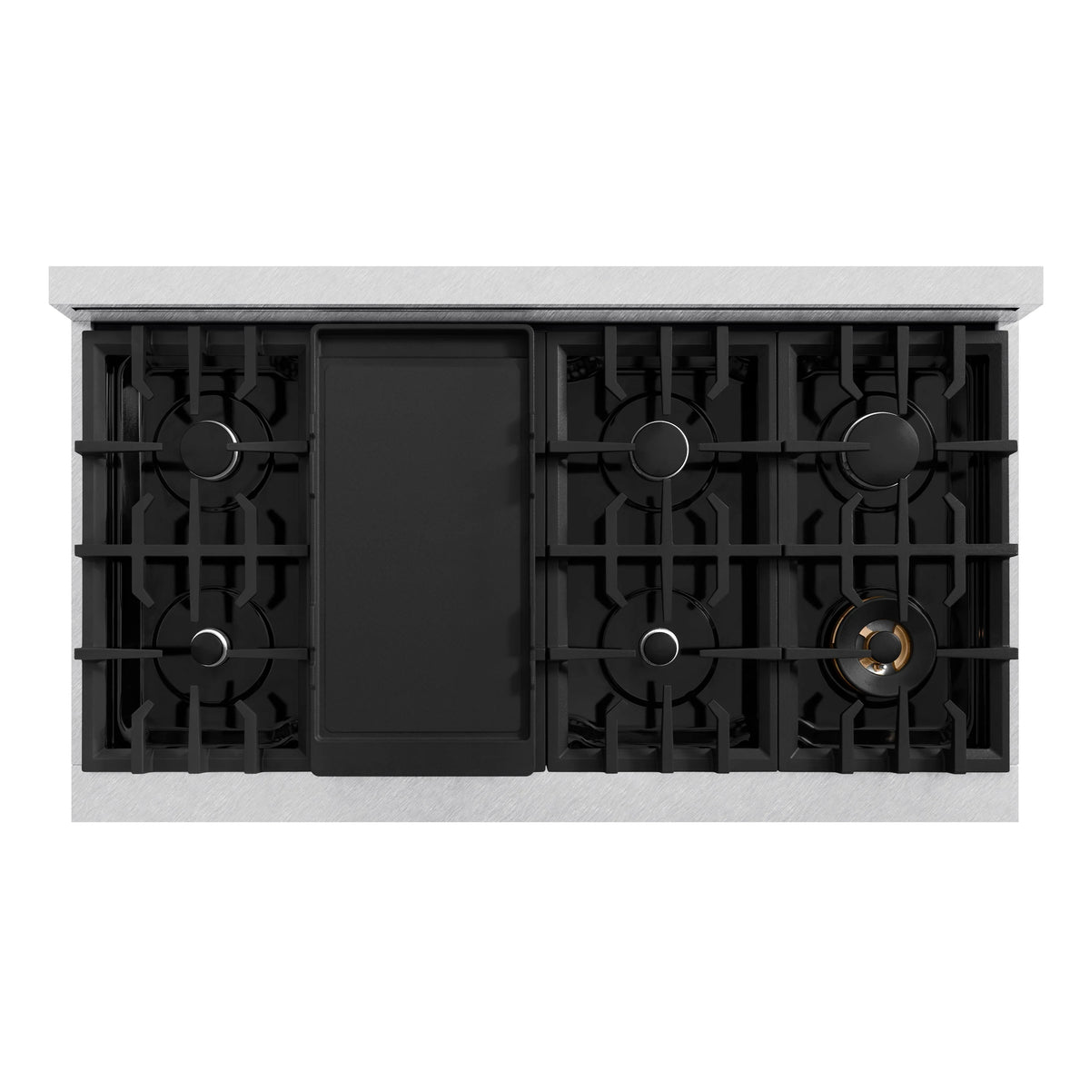ZLINE - 48 in. 6.7 cu. ft. Classic Double Oven Dual Fuel Range with 8 Burner Gas Cooktop in Satin Stainless Steel with Black Matte Doors