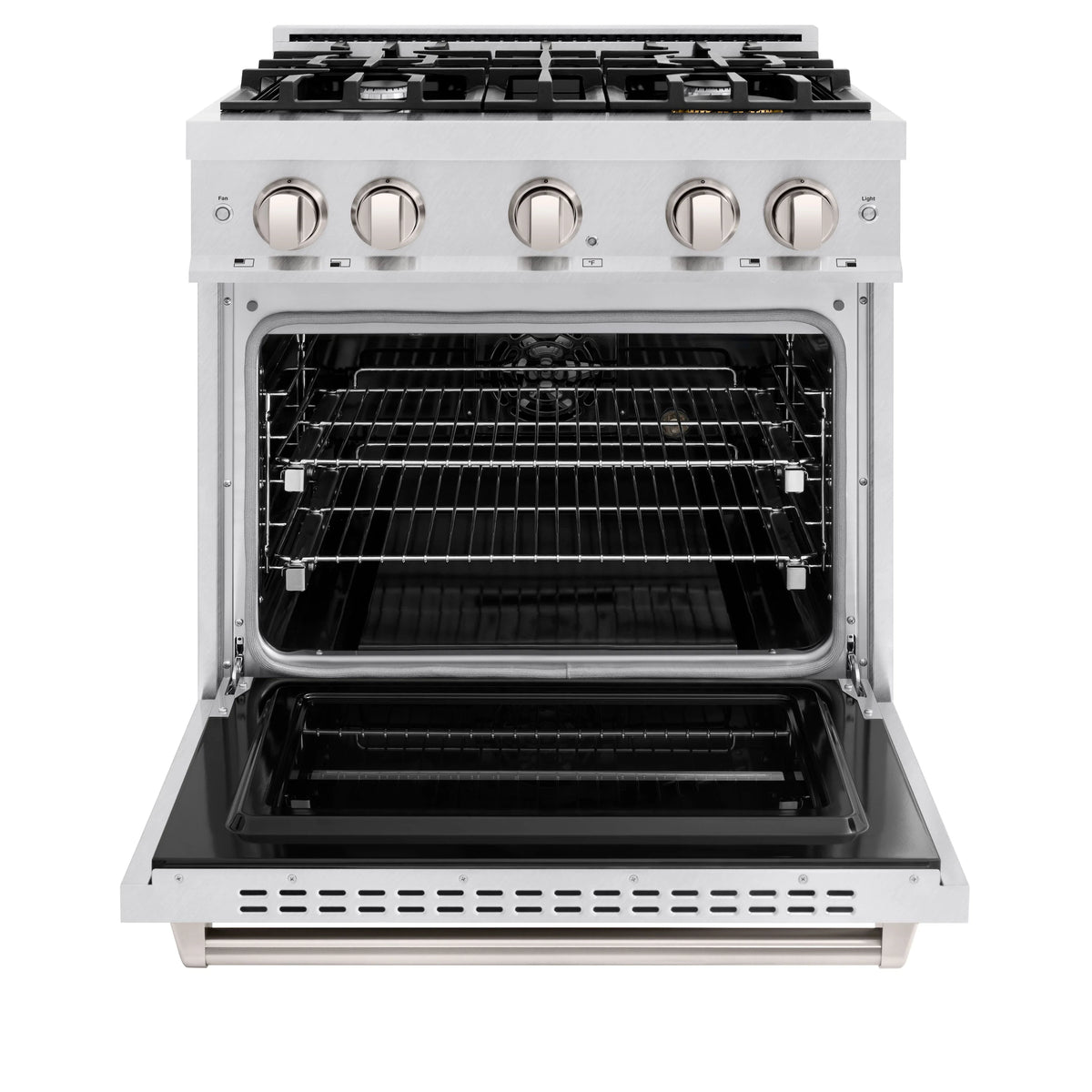 ZLINE - 30 in. 4.2 cu. ft. Classic Dual Fuel Range with 4 Burner Gas Cooktop and Electric Convection Oven in Satin Stainless Steel (CDRS-30)