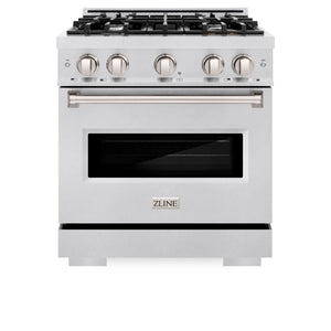 ZLINE - 30 in. 4.2 cu. ft. Classic Dual Fuel Range with 4 Burner Gas Cooktop and Electric Convection Oven in Satin Stainless Steel (CDRS-30)