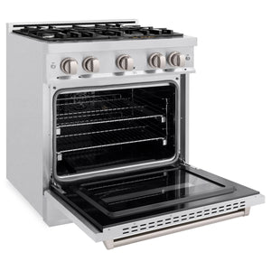 ZLINE - 30 in. 4.2 cu. ft. Classic Dual Fuel Range with 4 Burner Gas Cooktop and Electric Convection Oven in Satin Stainless Steel (CDRS-30)